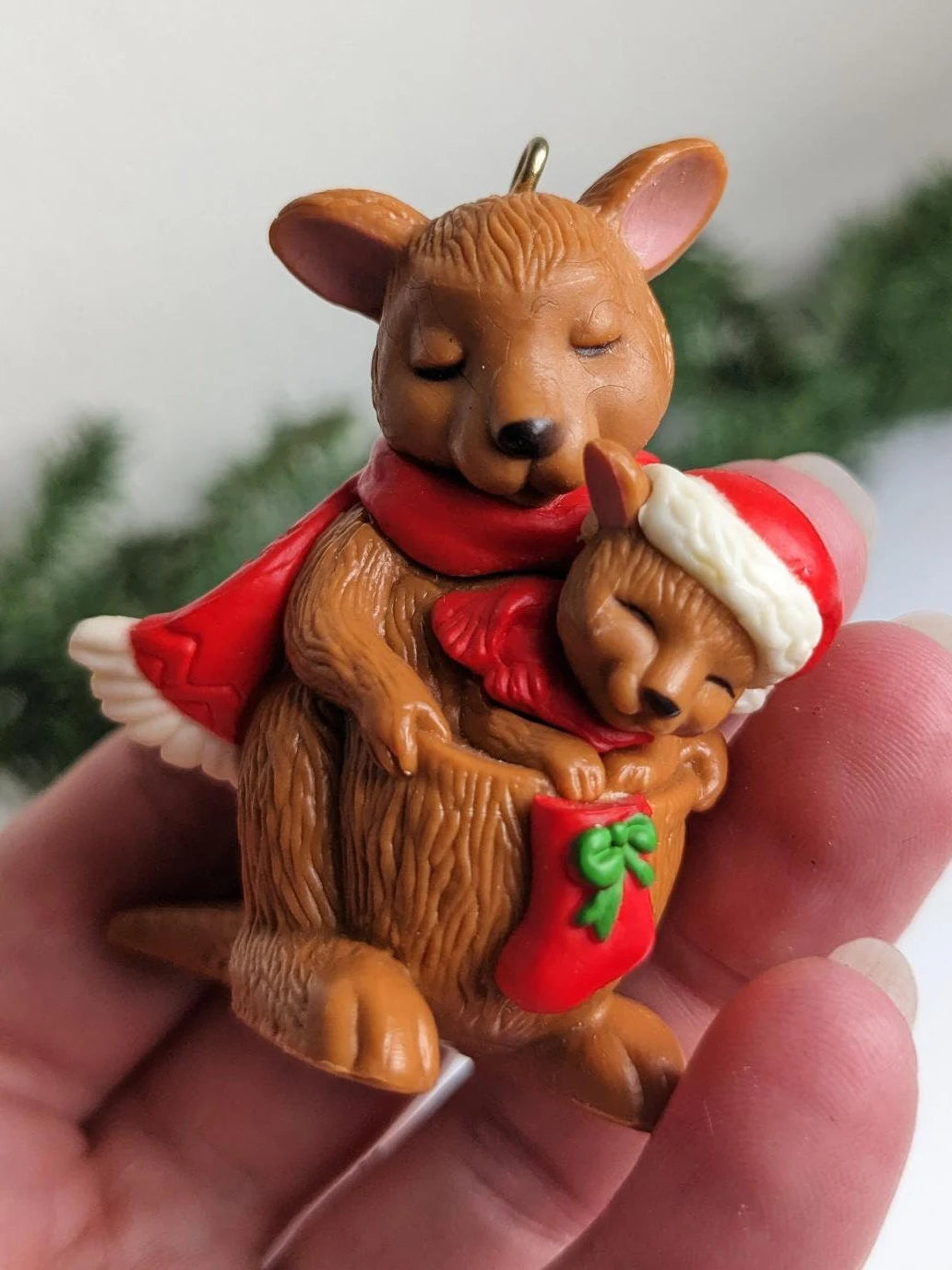 Vintage Hoppy Holidays Kangaroo Christmas Ornament