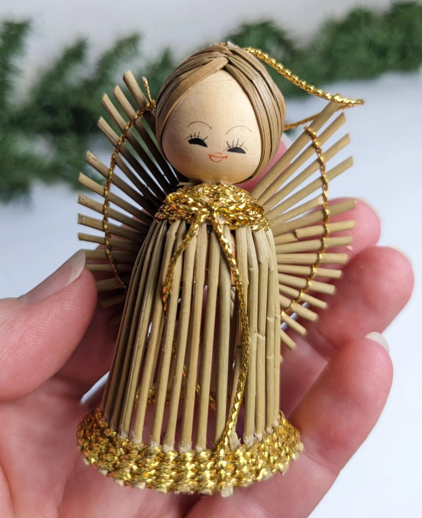 Vintage Straw Angel Christmas Ornaments