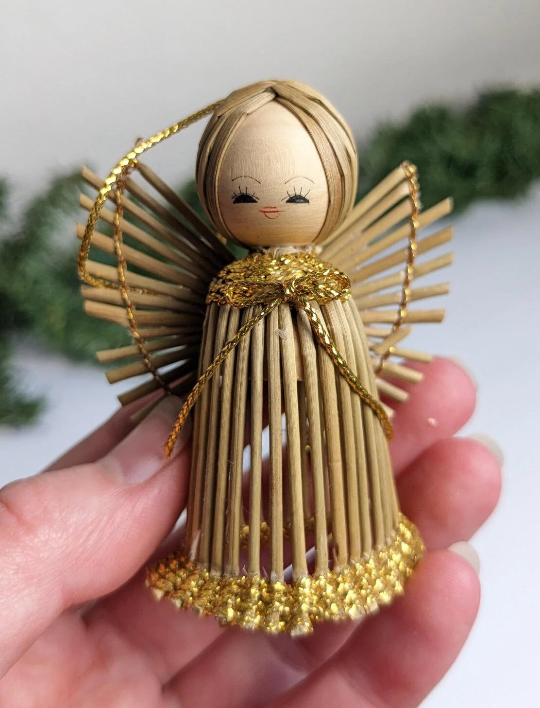 Vintage Straw Angel Christmas Ornaments