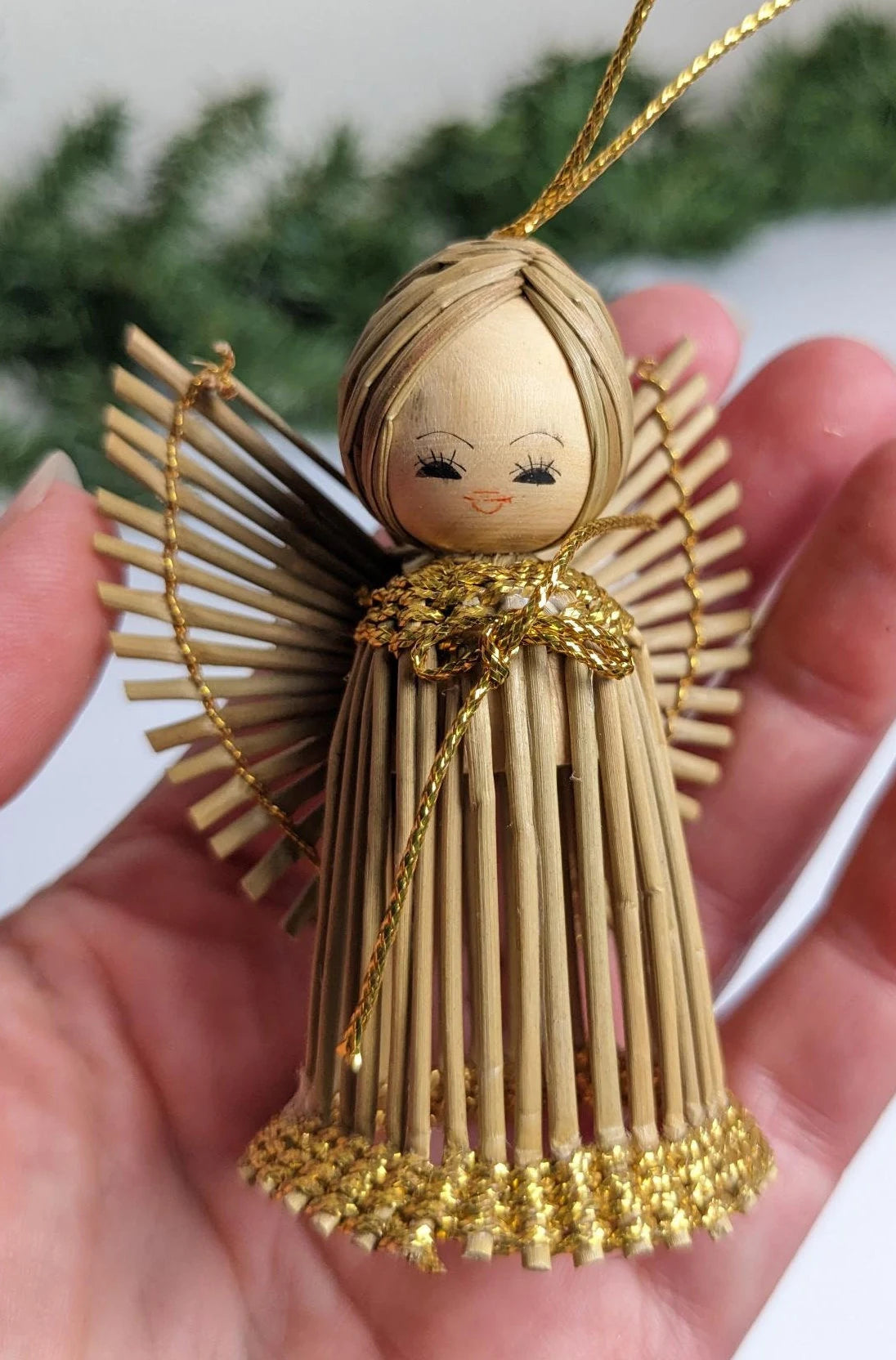 Vintage Straw Angel Christmas Ornaments