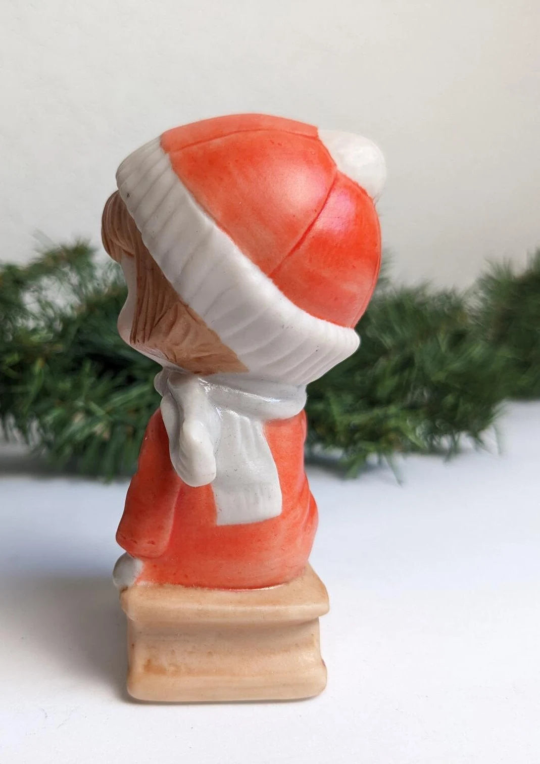 Vintage Boy & Girl Sledding Figurines