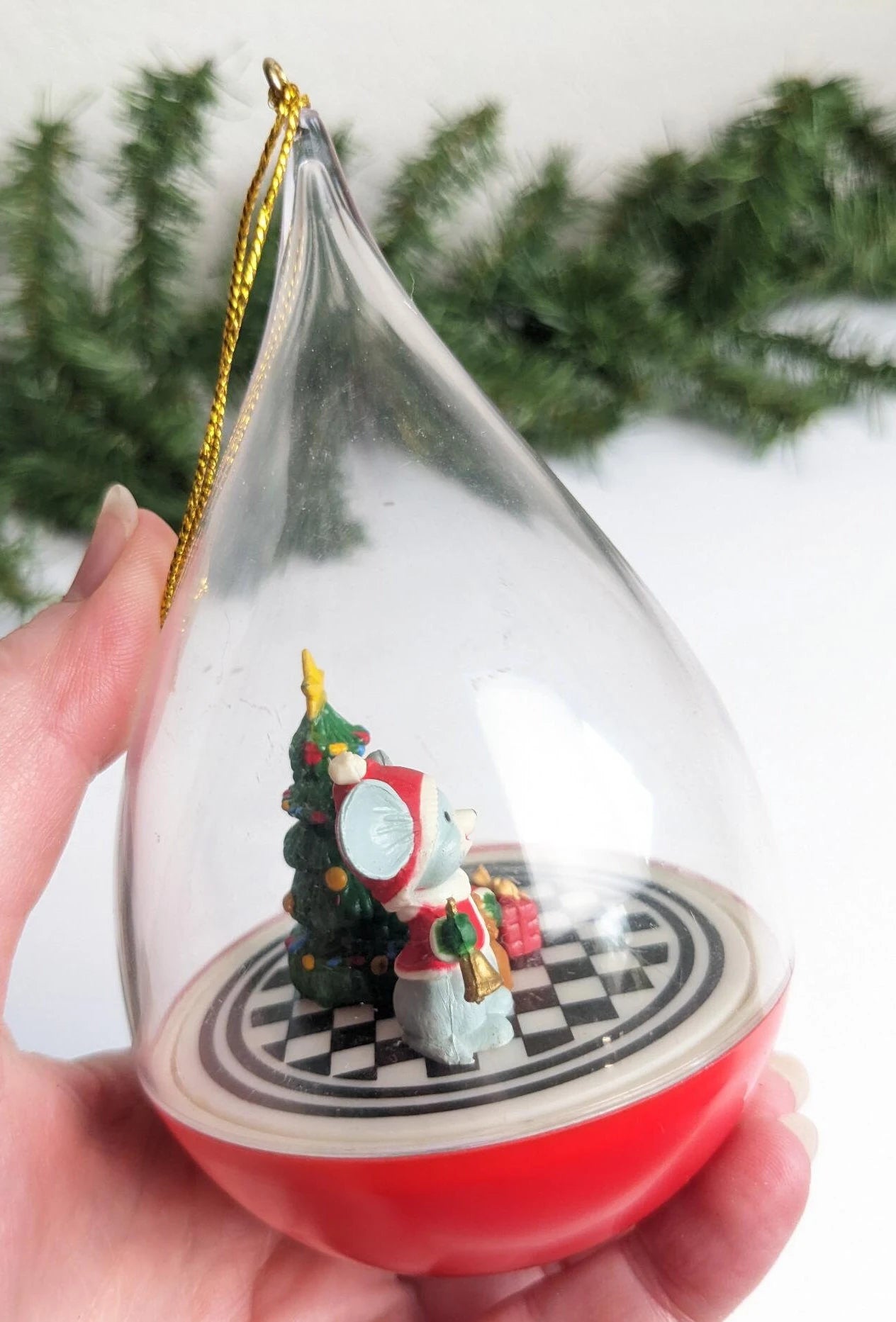 Vintage Merry Christmas Santa Mouse Ornament
