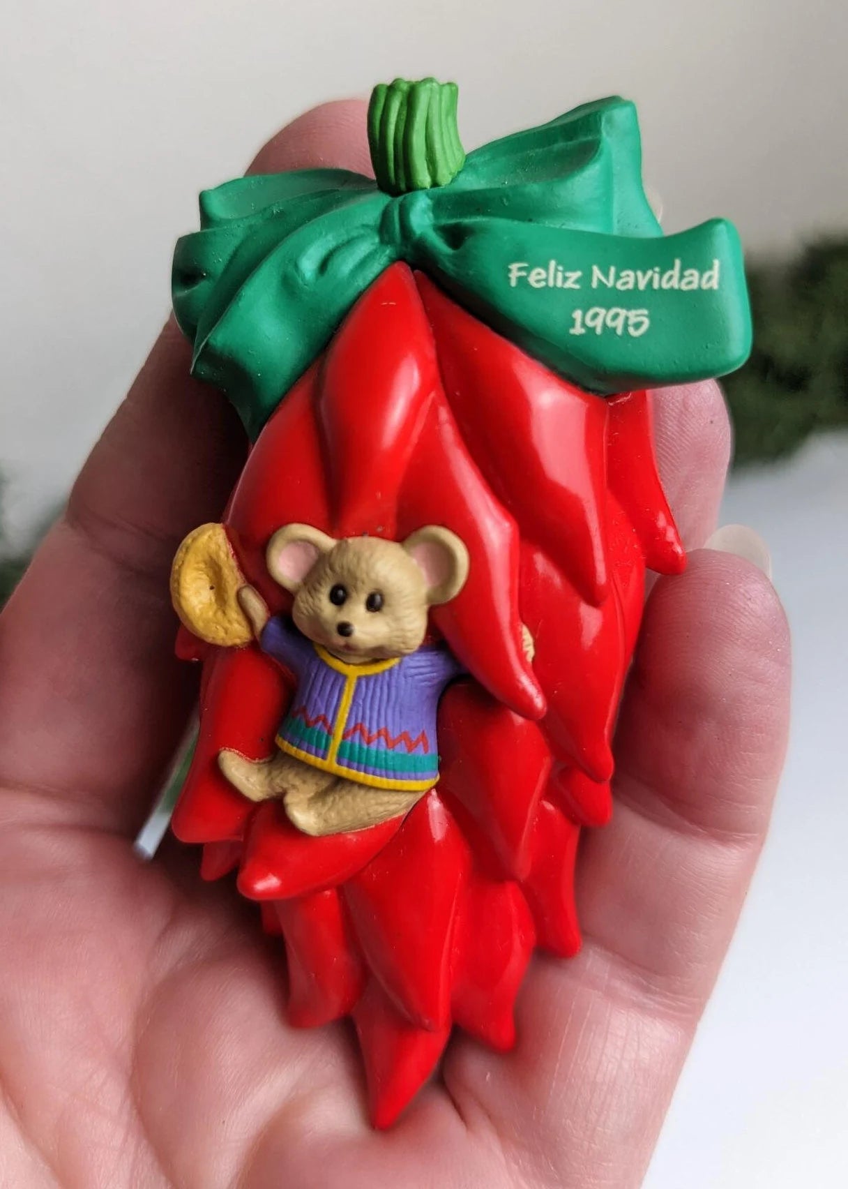 Vintage Feliz Navidad Christmas Chili Pepper Ornament