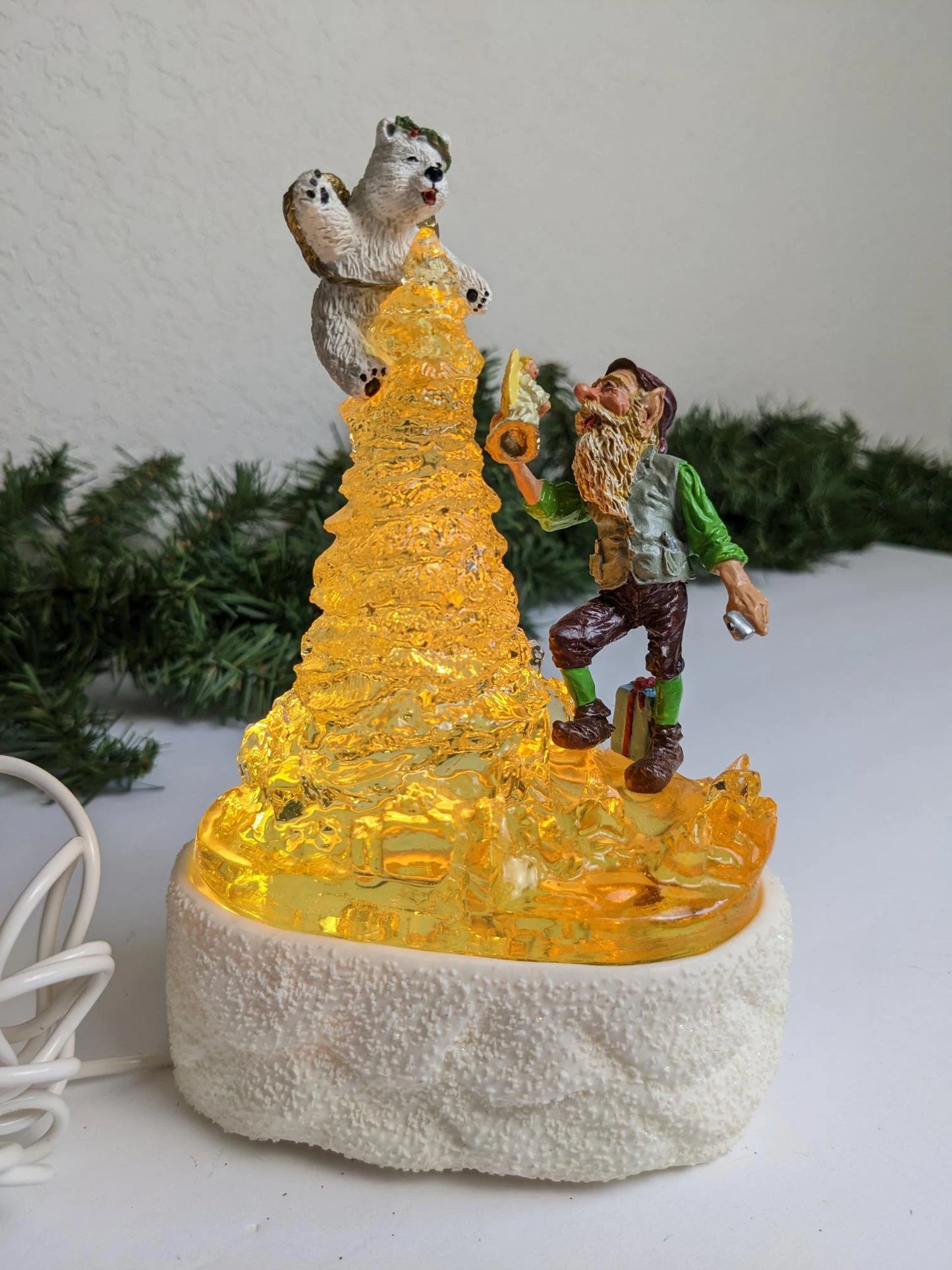 Santas Crystal Village Polar Bear Angel Light Up Christmas Figurine