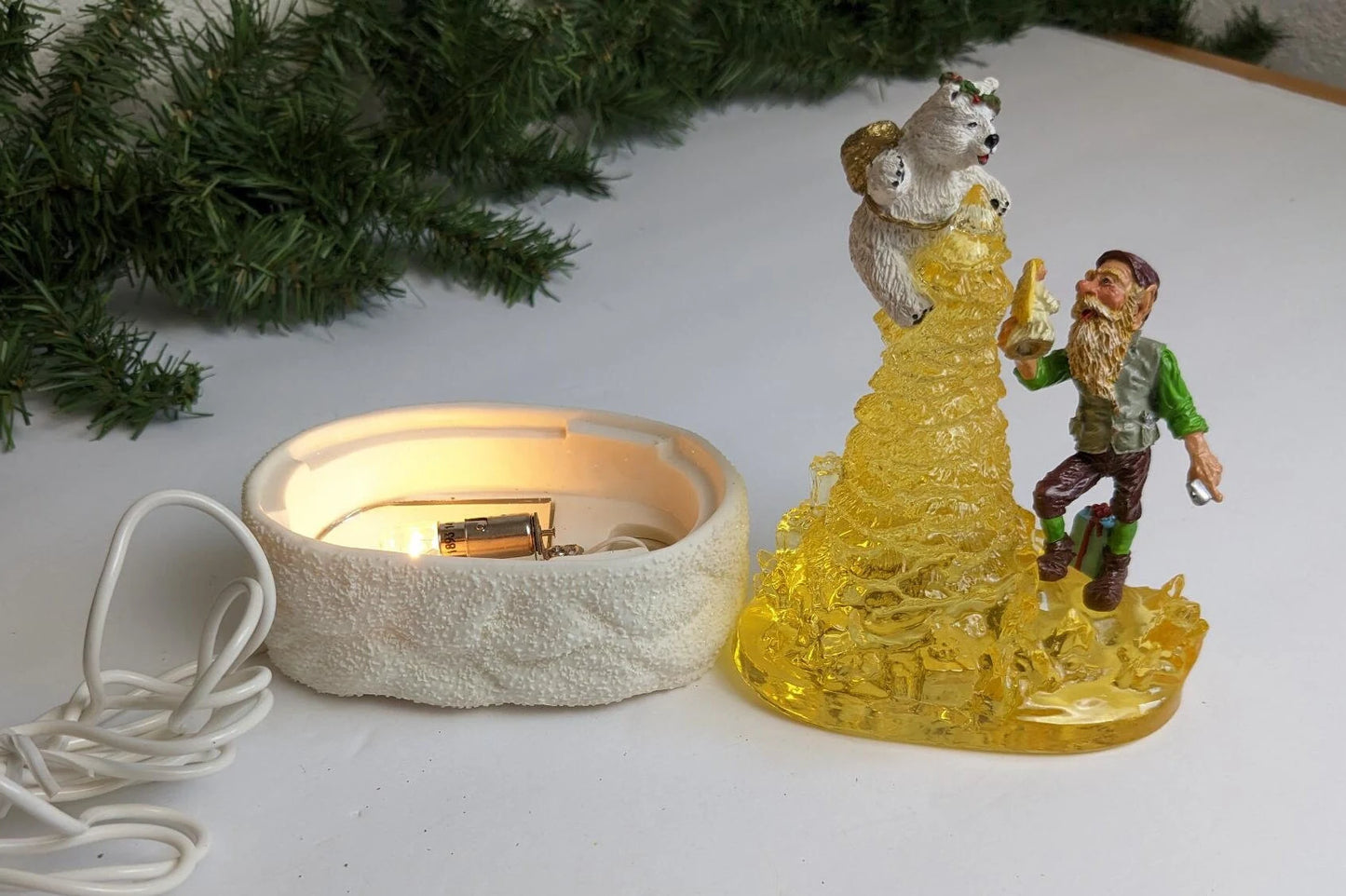 Santas Crystal Village Polar Bear Angel Light Up Christmas Figurine