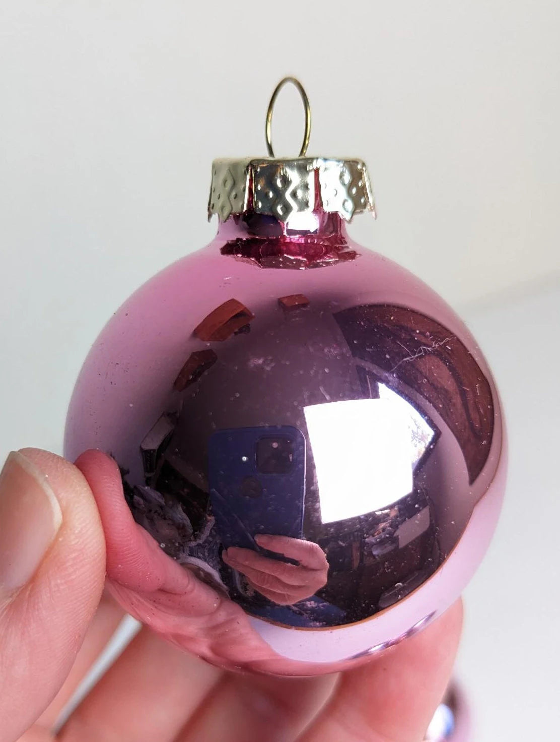 Pink and Gold Poinsettia Christmas Ornaments