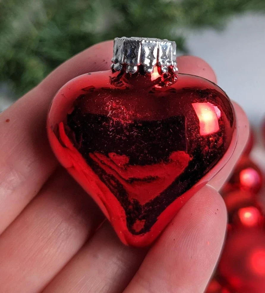 Red Christmas Ornaments with Red Poinsettia Clip Ornament
