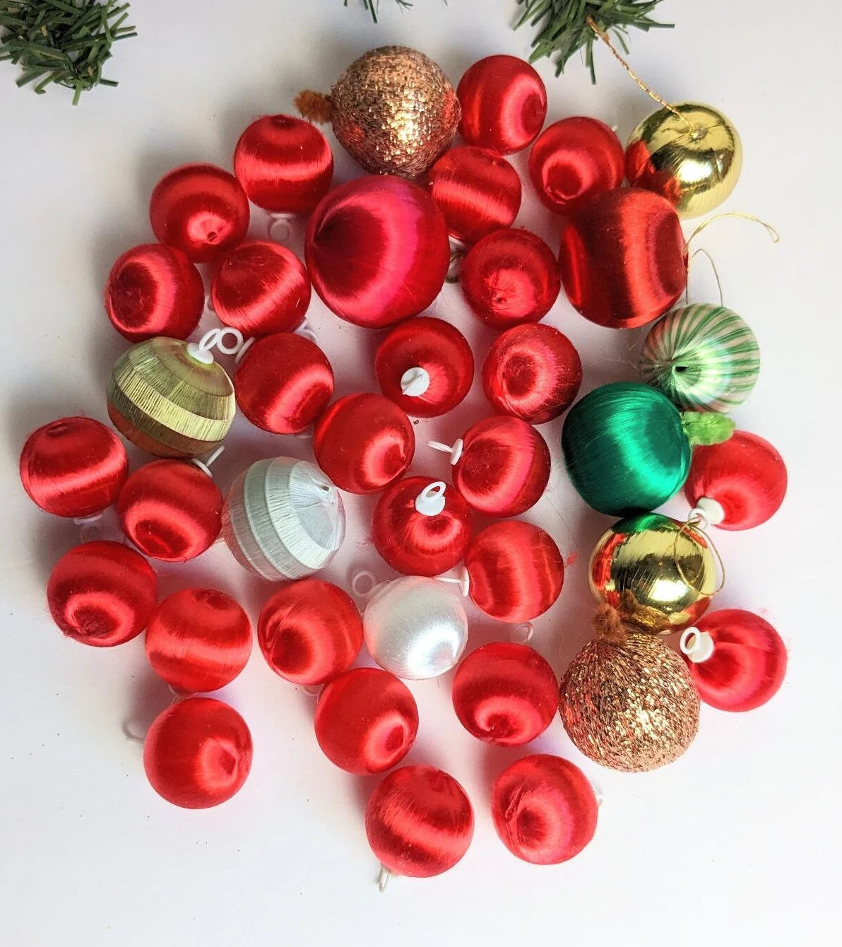 Vintage Mini Satin Ball Christmas Ornaments