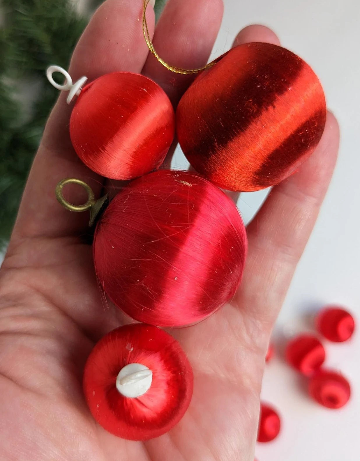 Vintage Mini Satin Ball Christmas Ornaments