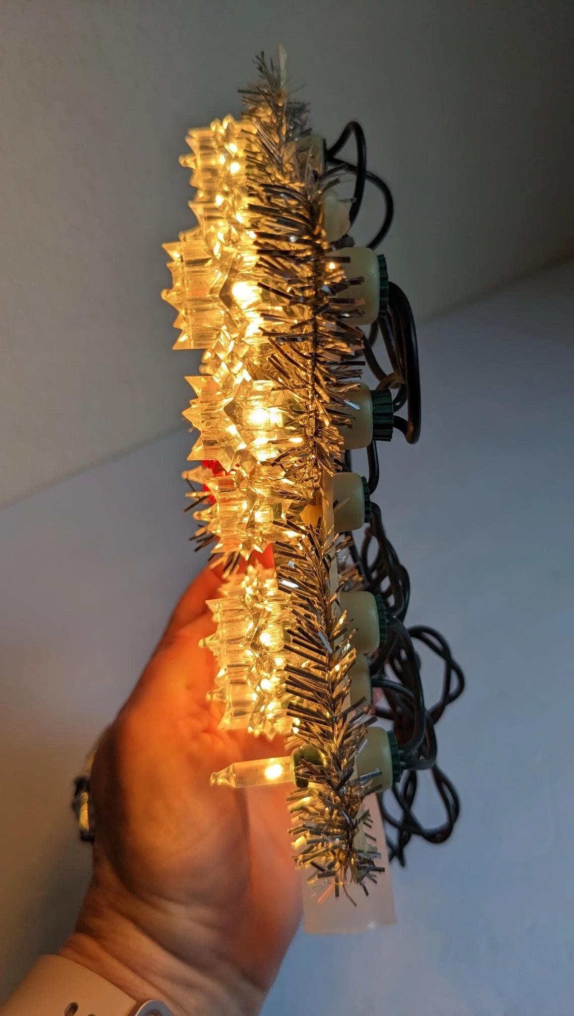 Vintage Light-Up Silver Star Christmas Tree Topper