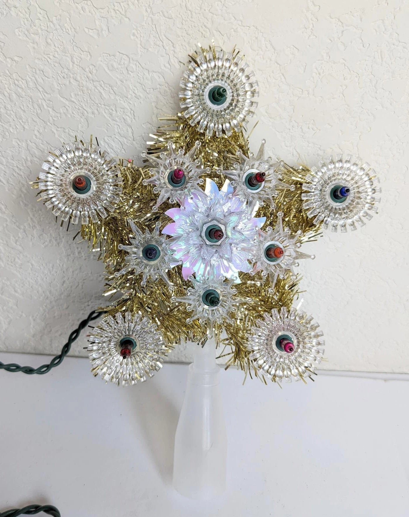 Vintage Light-Up Gold Star Christmas Tree Topper