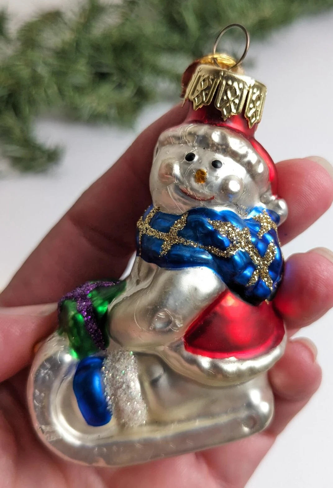 Snowman Christmas Set of 3 Glass Ornaments