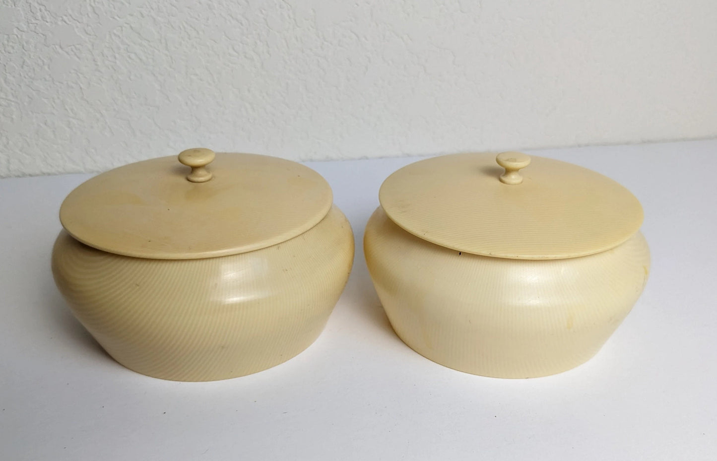 Set of 2 Celluloid Powder Vanity Boxes