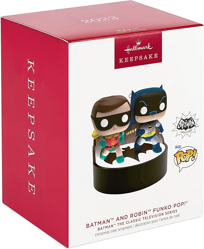 Batman & Robin Funko Pop - Magic Light and Sound Hallmark Christmas Tree Ornament 2023