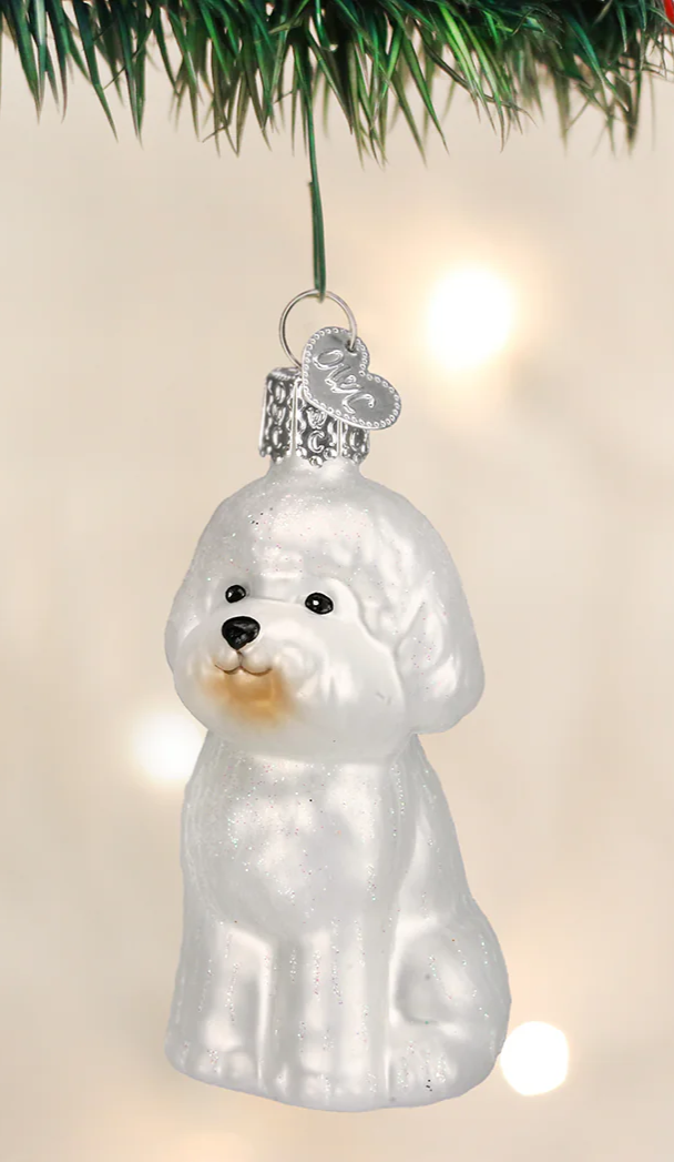 Bichon Frise Dog Blown Glass Tree Ornament by Old World Christmas