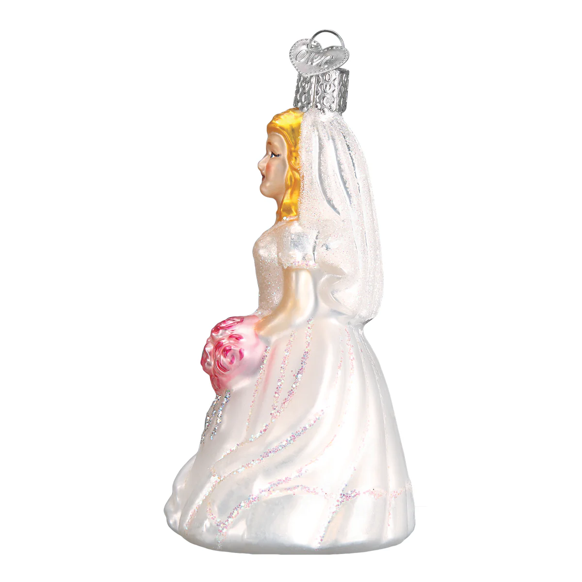 Blonde Wedding Bride Blown Glass Newlywed Tree Ornament by Old World Christmas