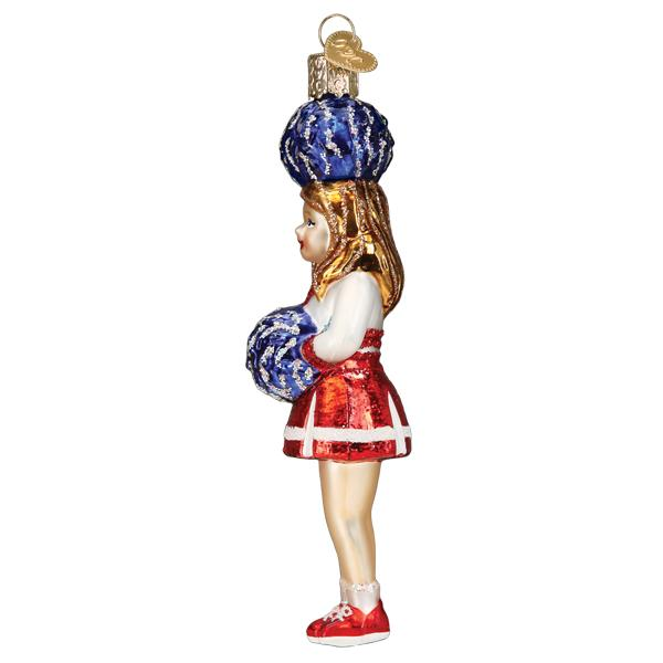 Cheerleader with Pom-poms Sports themed Blown Glass Tree Ornament by Old World Christmas