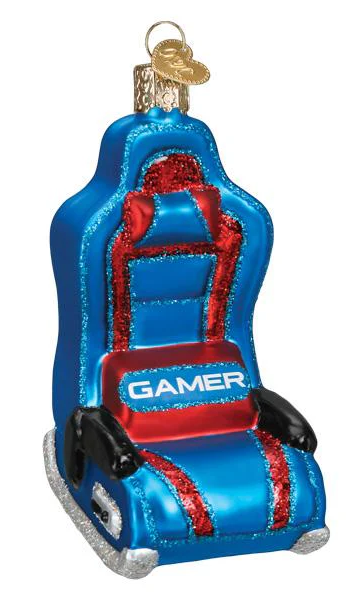 Gaming Chair Stocking Stuffer. What a great gift for that teenager or young adult! Made of mouth blown glass and hand painted, this tree ornament makes a wonderful gift or stocking stuffer.