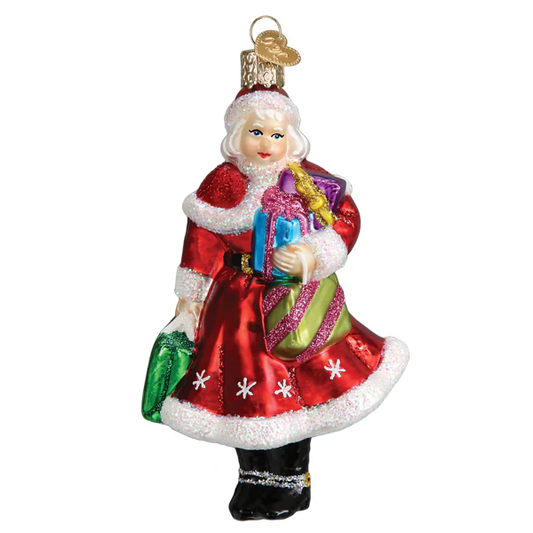 Mrs. Santa Claus Goes Shopping Blown Glass Tree Ornament by Old World Christmas