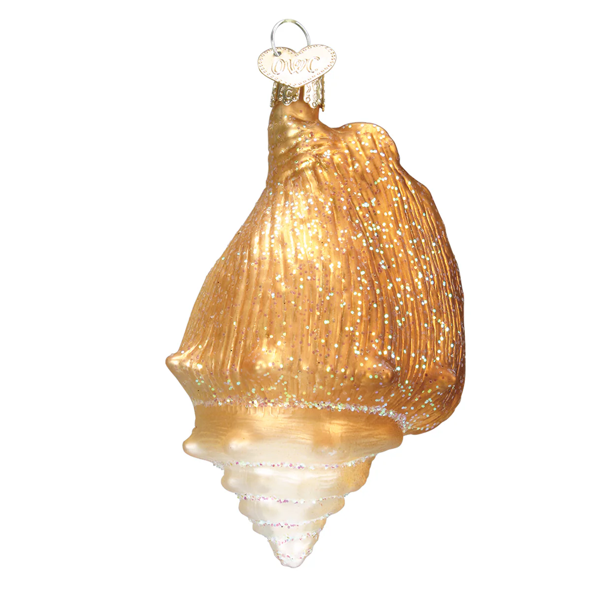 Old World Christmas Seashell Tree Ornament Set of 6 including Mexican Conch, Golden Seashell, Mitchell's Wentletrap Shell, Nautilus, and Sand Dollar