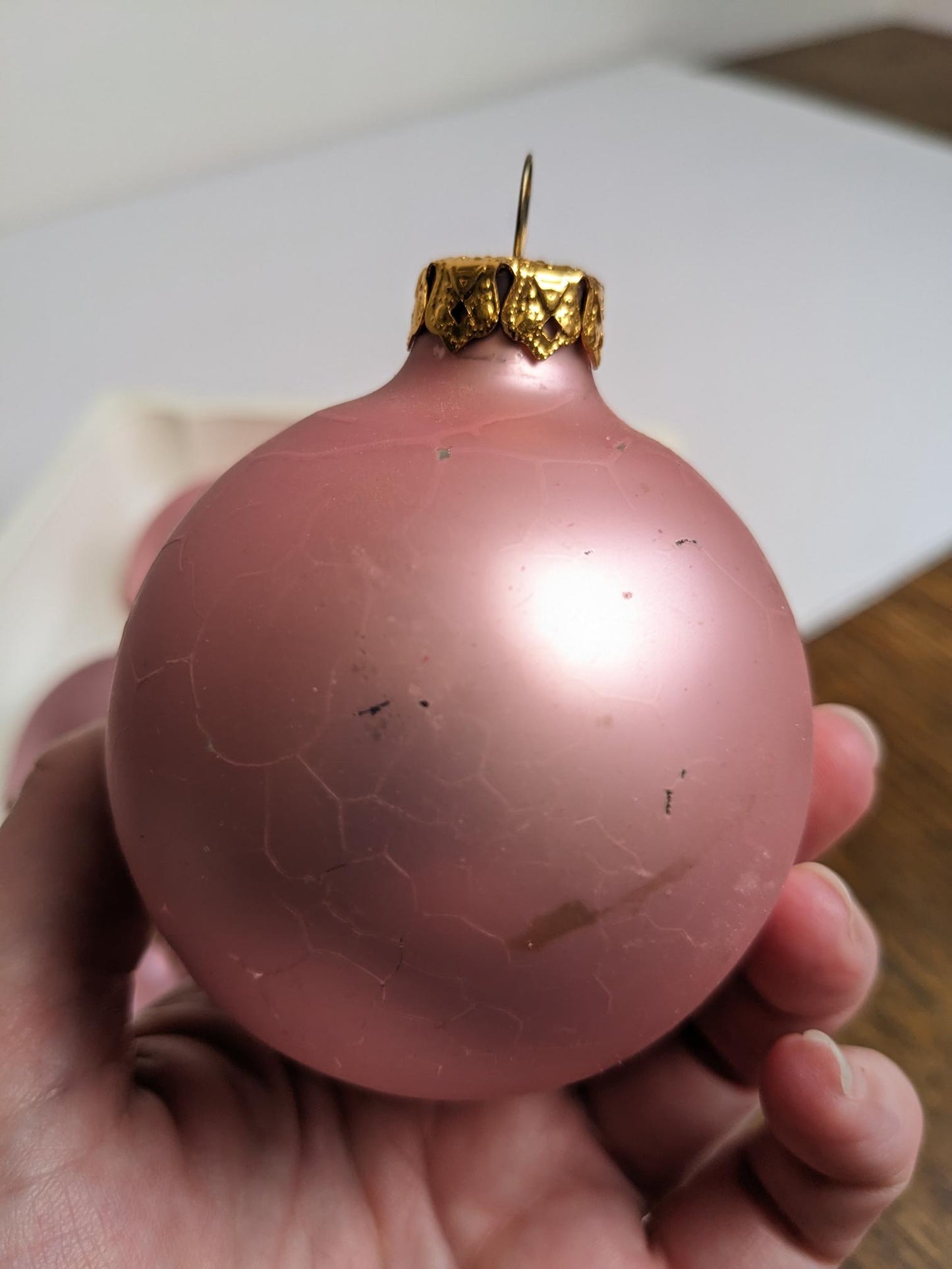 Vintage Pink Glass Christmas Ornament Set