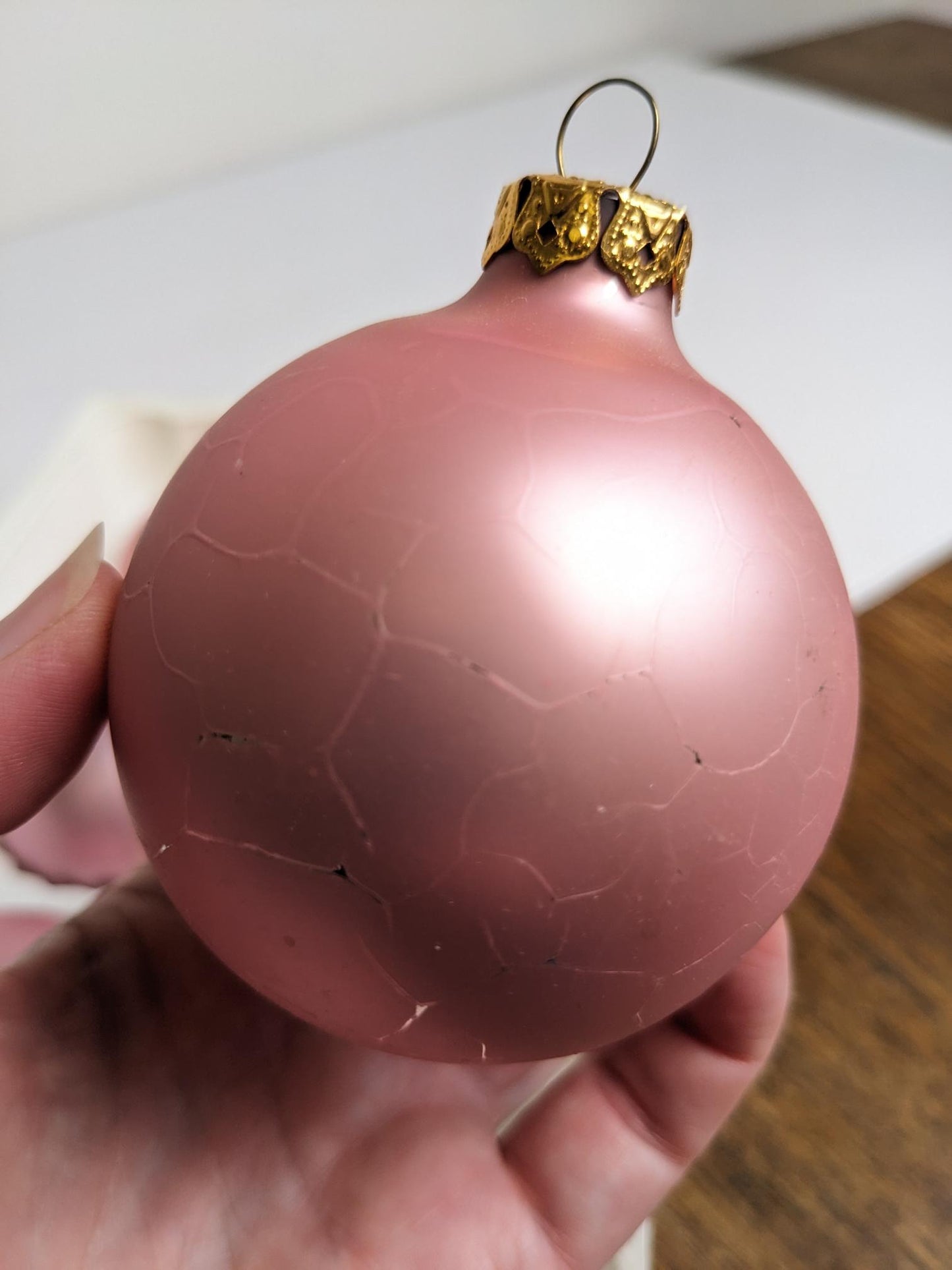 Vintage Pink Glass Christmas Ornament Set