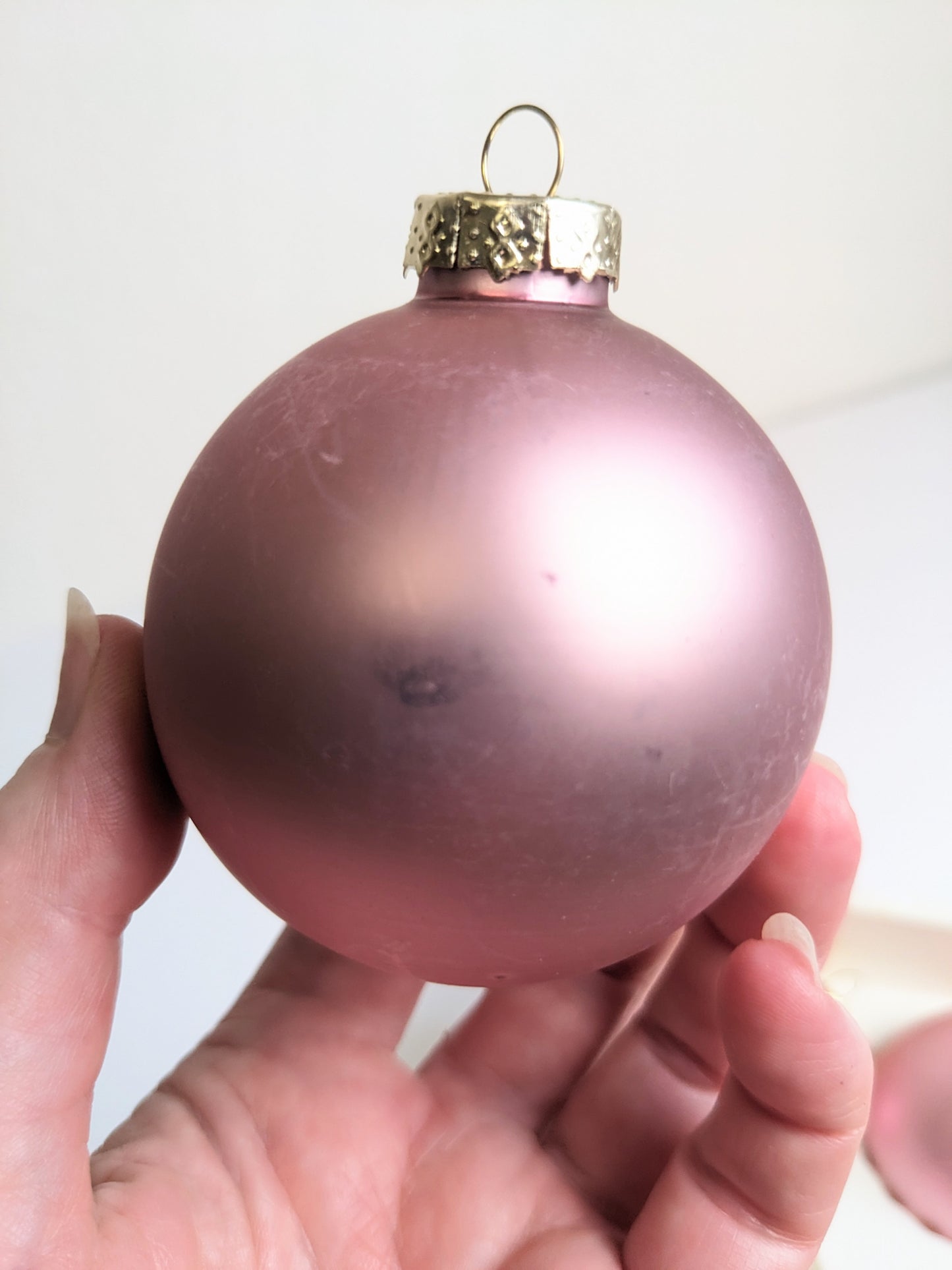 Vintage Pink Glass Christmas Ornament Set