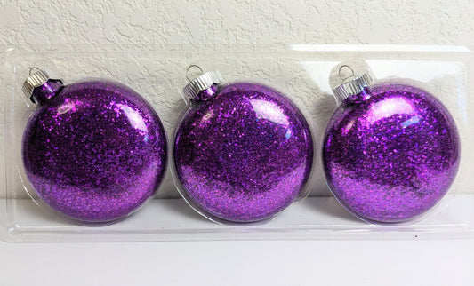 Purple Glitter Christmas Ornaments