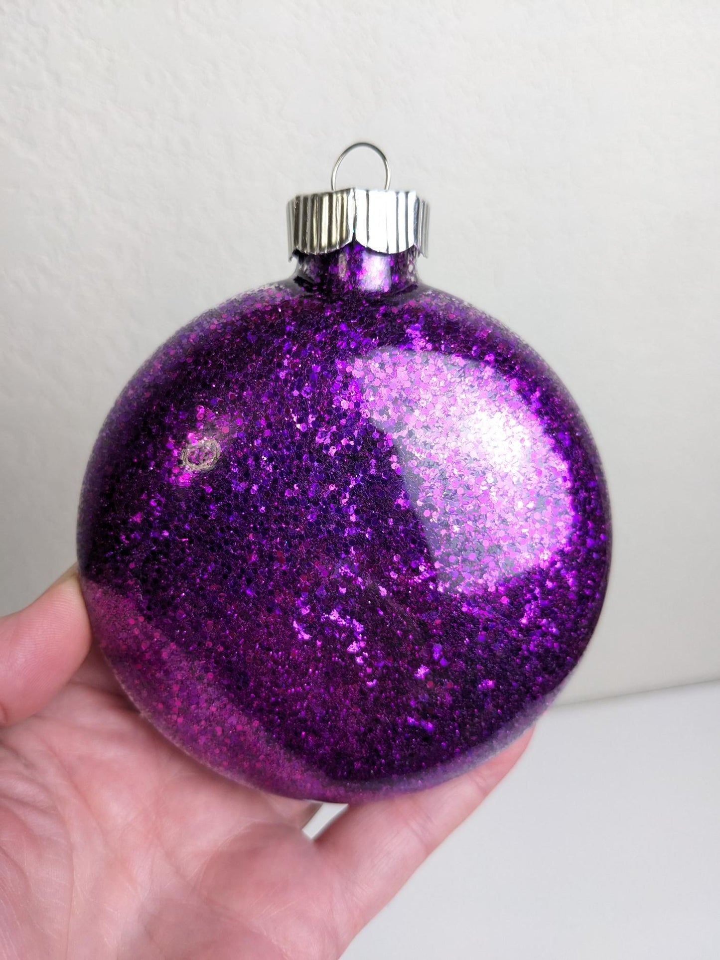 Purple Glitter Christmas Ornaments