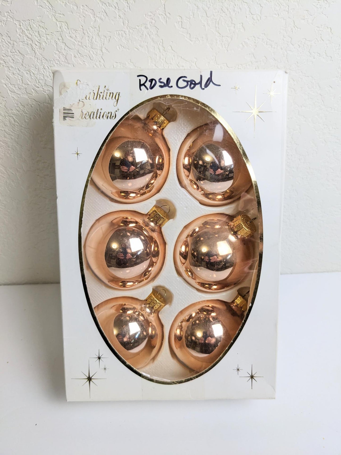 Vintage Rose Gold Christmas Ornament Set