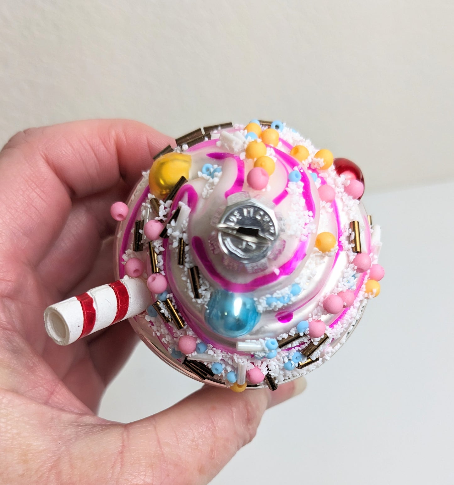 Pink Ice Cream Sundae Glass Christmas Ornament