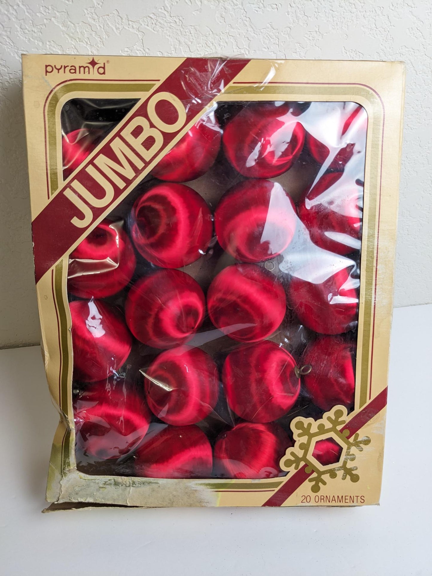 Vintage Red Satin Ball Christmas Ornaments