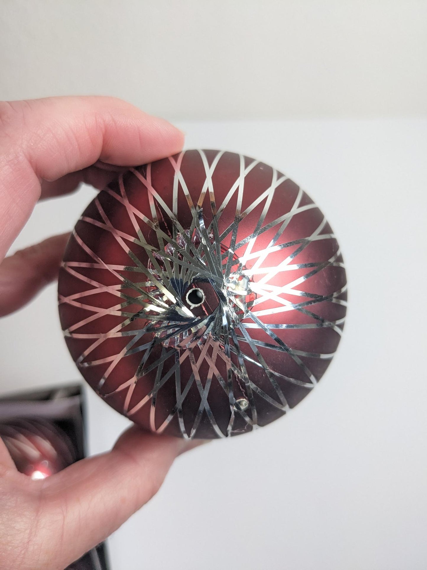 Vintage Mauve and Tinsel Christmas Ornament Set