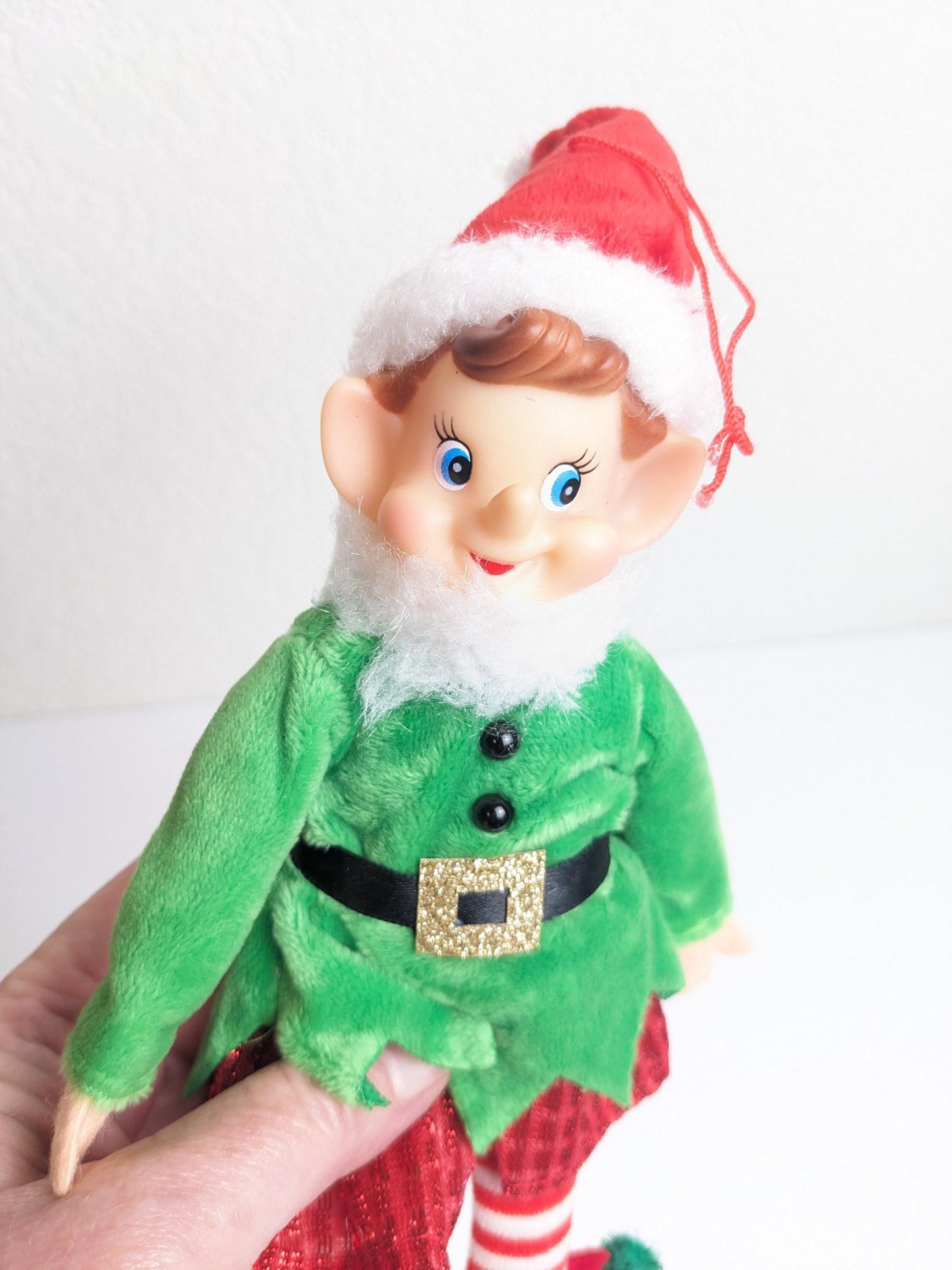 Posable Elf Christmas Doll or Hanging Ornament 9.5 inches tall