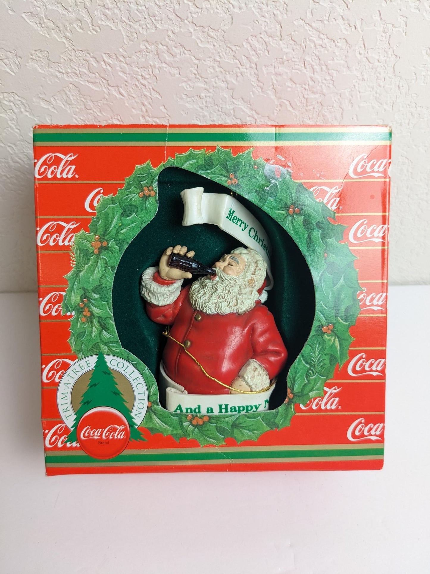 Santa Claus 'Merry Christmas Happy New Year' Coca Cola Christmas Ornament