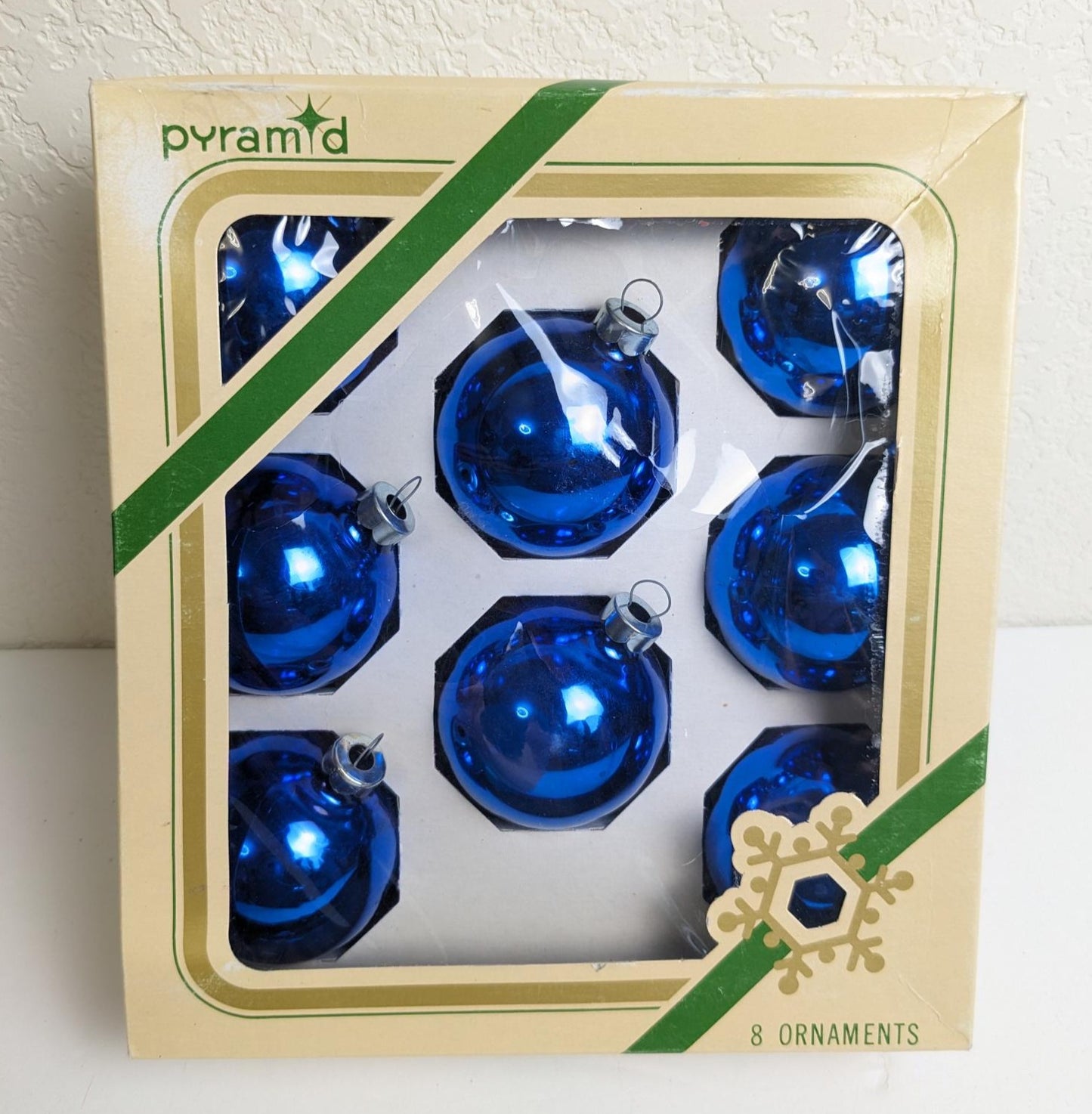 Indigo Pyramid Vintage Christmas Ornament Set