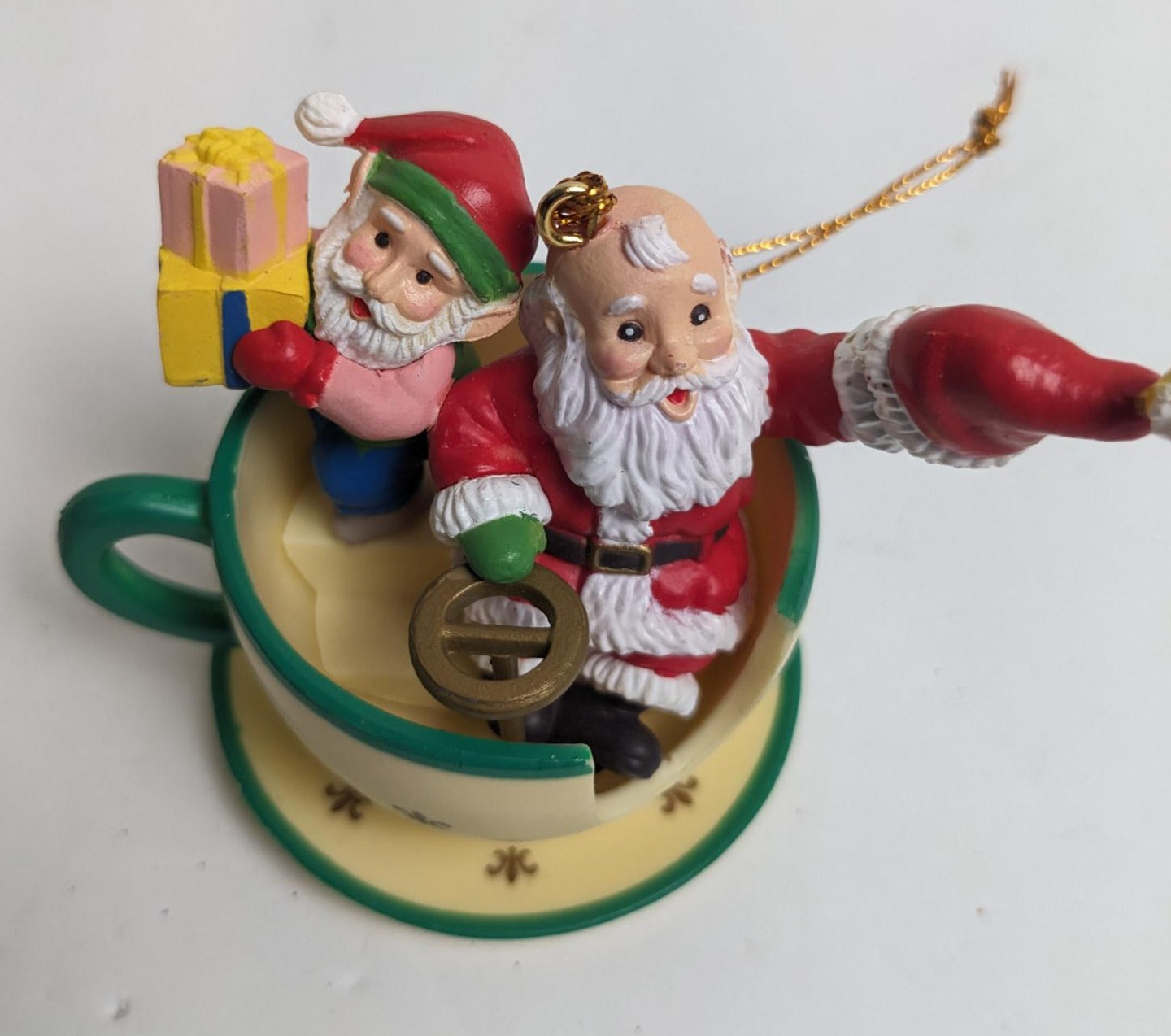 Santa in Spinning Teacup 1994 Christmas Ornament