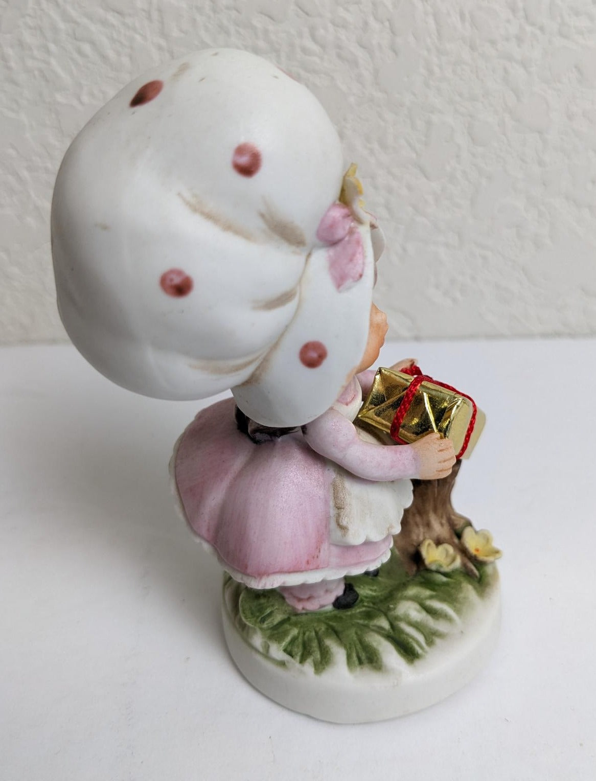 Lefton Girl with Wrapped Gift Figurine