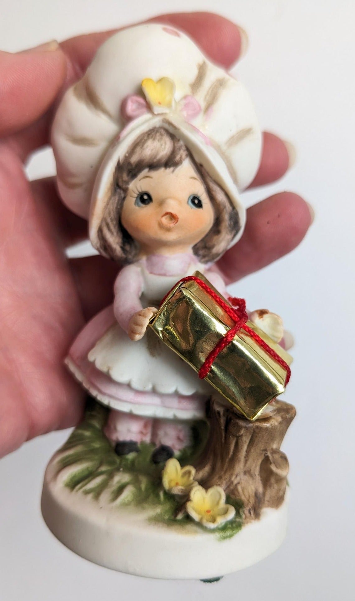 Lefton Girl with Wrapped Gift Figurine