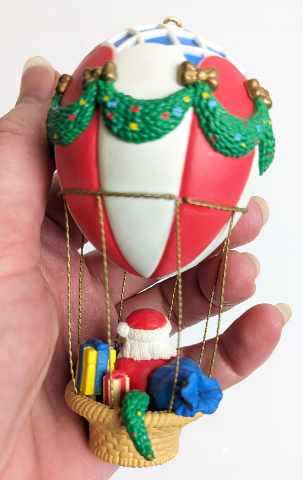 Santa in a Hot Air Balloon Christmas Ornament - Noma 1992