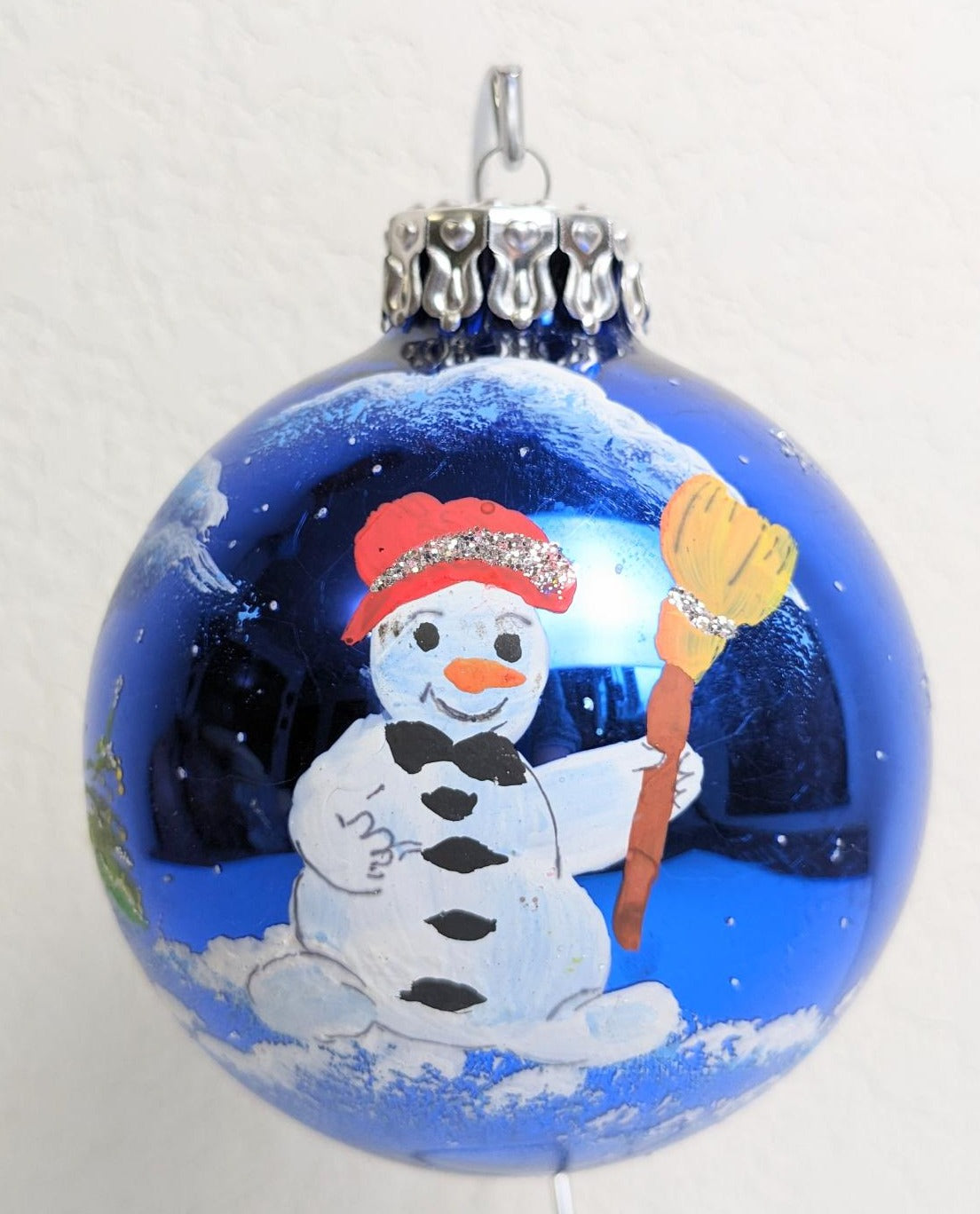 Large Hand Painted Snowman Christmas Ornament