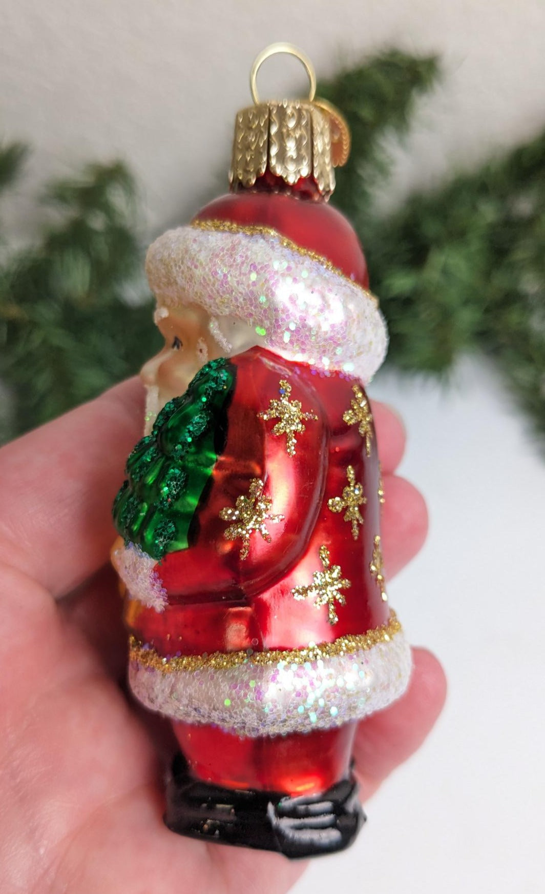 Santa with Tree Old World Christmas Ornament, Brides Collection