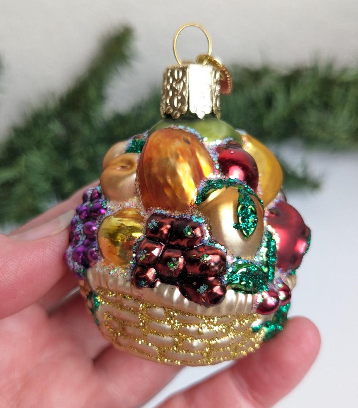 Fancy Fruit Basket Old World Christmas Ornament, Brides Collection