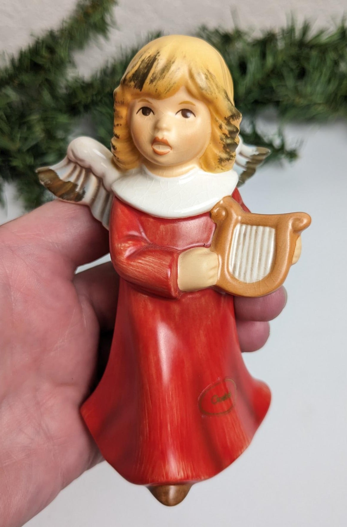 Vintage Goebel Christmas Angel with Lyre Figurine, Made in West Germany