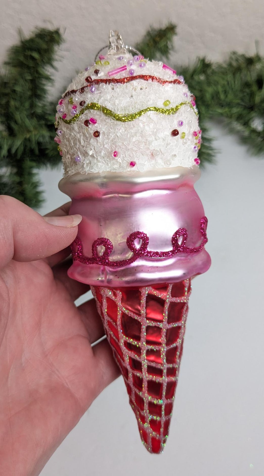 Ice Cream Cone Large Christmas Ornament