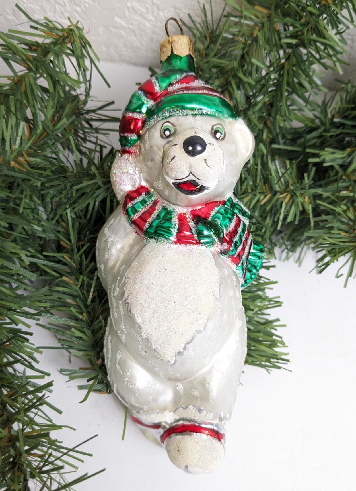 Ice Skating Polar Bear Large Christmas Ornament