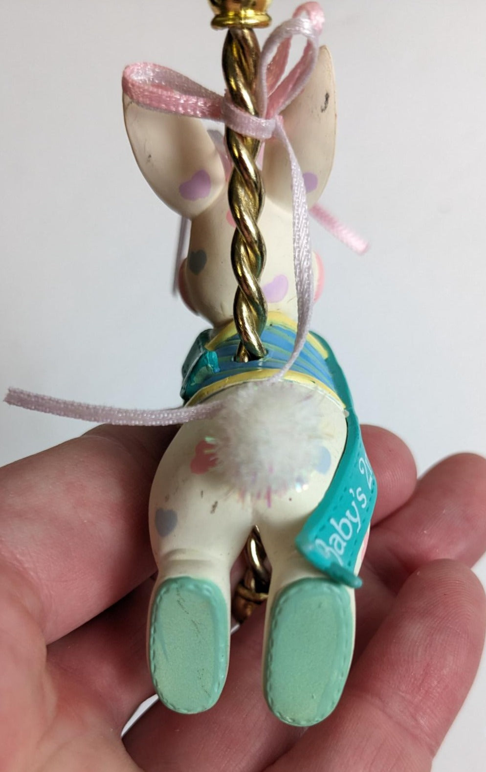Baby's Second Christmas 1997 Carousel Bunny Christmas Ornament