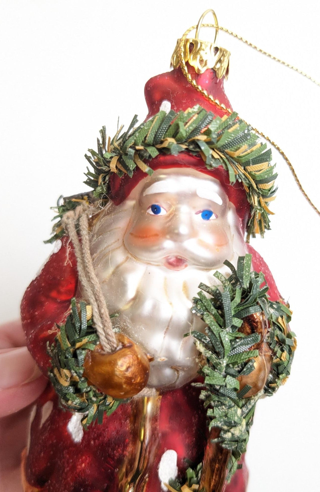 Santa Claus Glass Christmas Ornament
