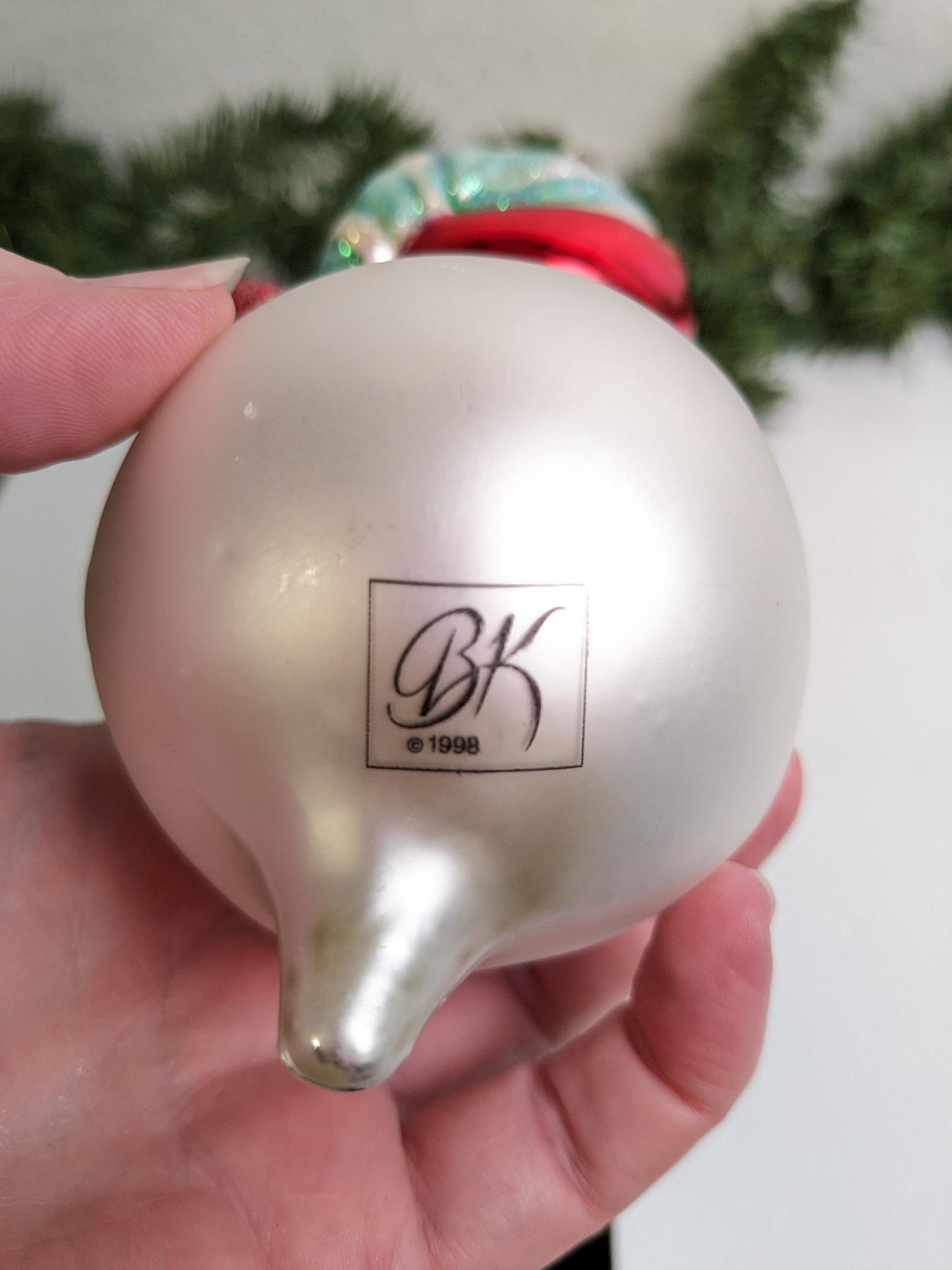Vintage 1998 BK Snowman Christmas Ornament
