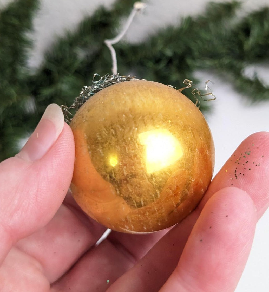 Vintage Netted Glass Ball Christmas Ornaments, Set of 2